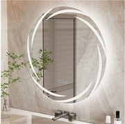 Lustro łazienkowe ścienne, lustro z podłączeniem LED, lustro podświetlane i przeciwmgielne, lustro toaletowe z 3 ekranami dotykowymi, 80x80cm