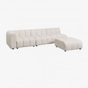 Narożna Sofa 3-częściowa Eliot Lewostronna Z Pufem W Tkaninie Bouclé Tkanina Bouclé W Kolorze Kremowo-beżowym - Sklum