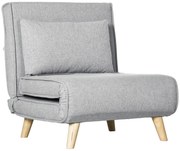 HOMCOM Fotel Rozkładany, 6-stopniowa Regulacja Oparcia, Wygląd Lnu, do 150 kg, Jasnoszary