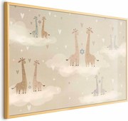 Plakat Zakochane żyrafy 60x40 cm z ramą złotą bez marginesu ARTGEIST B