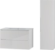 Biały Zestaw do Łazienki 80cm Szafka z Umywalką Słupek Etna