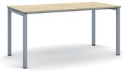 Stół konferencyjny do biura PRIMO SQUARE, 160x80 cm, szaro-srebrna podstawa, dąb naturalny