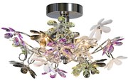 Lampa sufitowa chromowana z wielokolorowymi plastikowymi kwiatami 38 cm - Fiore klasyczny/Antyczny Oswietlenie wewnetrzne