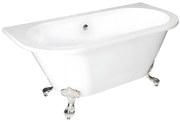Wanna wolnostojąca w stylu retro, z nóżkami – 154 l – 150 × 74 × 61 cm (dł. × szer. × wys.) – kolor biały – akrylowa - SPARUS