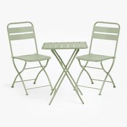 Zestaw: Kwadratowy Stół 60x60 Cm I 2 Składane Krzesła Ogrodowe Ze Stali Janti Iceberg - Sklum