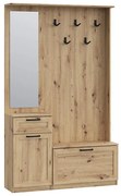 Meblościanka do przedpokoju z lustrem KAVI, dąb artisan