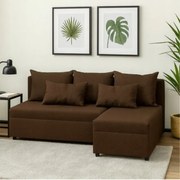 Wolnostojący narożnik wypoczynkowy L z funkcją spania - FELIX, brązowy - Sawana 26, prawy