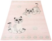 Różowy dywan z kotkami do pokoju dziecięcego H0-E16