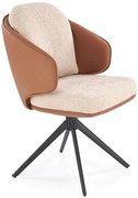Skandynawski obrotowy fotel brązowo-beżowy R2-P37