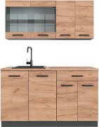 Pojedyncza kuchnia złoty dąb power/antracyt 140x60x81.6 r-line