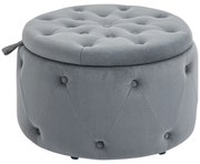 HOMCOM Puf z miejscem do przechowywania, skrzynia z wykończeniem aksamitnym, guziki do salonu