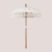 Parasol Ø186 Cm Z Tkaniny Orongo I Drewna Gardenia Biel - Sklum