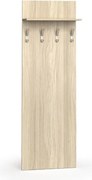 Garderoba z wieszakami PRIMO WOOD, 4 haczyki, półka, tekstura drewna pionowa, dąb naturalny