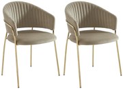 Zestaw 2 krzeseł z weluru i pozłacanego metalu - Beżowy - MADOLIA marki Pascal Morabito