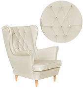 Fotel Uszak eko skóra Gaja Skandynawski Family meble beżowy kremowy