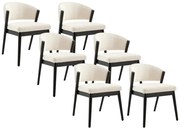 Zestaw 6 krzeseł z tkaniny buklé i czarnego drzewa kauczukowego - Białe - ZELVYN