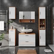 Zestaw mebli łazienkowych biały wysoki połysk/złoty dąb power 80x41x58.6 irma