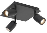 Inteligentne oświetlenie łazienkowe czarne kwadratowe IP44 w komplecie z 3 żarówkami Wi-Fi GU10 - Ducha