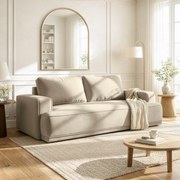 Sofa z Funkcją Spania CAMELIA Beżowa Boucle Nowoczesna