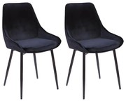 Zestaw 2 krzeseł MASURIE – Welur– Czarny