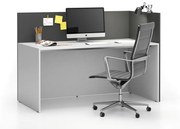 Zestaw mebli biurowych single z parawanem SEGMENT, prawy, biały/grafit