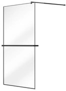 Ścianka prysznicowa do kabiny walk-in z wieszakiem na ręczniki i półeczką - 120 x 200 cm - Czarny mat - BONPERO