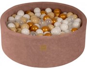 Okrągły Suchy Basen Z Piłeczkami 7cm Dla Dziecka, 90x30cm/200 Piłek, Welurowy, Beżowy, Piłki: Złoty, Beż, Biały, Transparent - Meowbaby®
