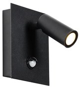 Zewnetrzna Lampa ścienna zewnętrzna czarna z wbudowanym LED IP54 czujnik ruchu - Simon Nowoczesny Oswietlenie zewnetrzne