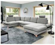 Rozkładany narożnik tapicerowany z pojemnikiem w kształcie U AVESTA szary