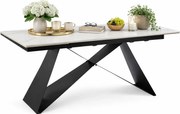 Rozkładany stół biały marmur + czarny L7-E09