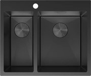 Mexen Flexo zlewozmywak stalowy 1,5-komorowy 610 x 510 mm, czarny - 6446611500-70