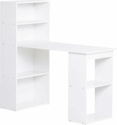 HOMCOM Biurko kuchenne z półką, stolik komputerowy, stół do pracy, stolik na laptopa, regał biurowy, biały, 120 x 55 x 120 cm