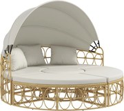 Outsunny Wyspa słoneczna, 4-elementowa, rozkładany daszek, 5 poduszek, imitacja rattanu, 178S x 85G x 66,5W cm, Beżowy