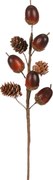 Jesienna sztuczna gałązka Żołędzie i szyszki brązowy, 32 cm