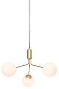 Lampa wisząca w stylu art deco złota z opalowym szkłem 3-światłowa - Coby ArtDeco Oswietlenie wewnetrzne