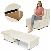 Fotel rozkładany z funkcja spania KIMO pojemnik na pościel Ramona beż