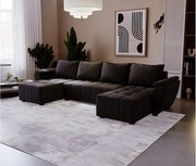 BEDANTE narożnik ZEUS U Monolith 97 czarny z funkcją spania sofa w kształcie litery U z pojemnikiem na pościel kanapa do salonu sofa rozkładana