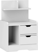 HOMCOM Stolik Nocny z 2 Szufladami i Otwartą Półką, 40x30x60 cm, Biały