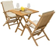 Zestaw ogrodowy z drewna tekowego IVORY BALKON II. 1 + 2 (poduszki GRATIS)