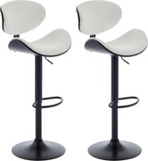 Zestaw 2 stołków barowych z bukli i metalu z jesionową okleiną - Regulowana wysokość - Biały i Czarny - MONTENEGRO