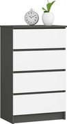 Komoda AKORD K60 Grafit Szary 60 cm 4 szuflady kolor Biały mat 60x40x99 cm