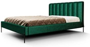 Łóżko tapicerowane Millo bez pojemnika ciemno zielone, welur