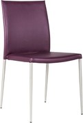 Zestaw 4 składanych krzeseł do jadalni "Camelia" w kolorze fioletowym i różowym, obitych sztuczną skórą i z malowanymi metalowymi nogami