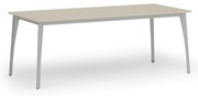 Stół konferencyjny do biura PRIMO OMEGA, 200x90 cm, szara podstawa, brzoza