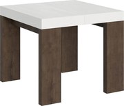Stół rozkładany 90x90/246 cm Roxell Mix Biały jesionowy blat - Nogi z orzecha włoskiego