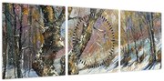 Obraz namalowanego zimowego krajobrazu (z zegarem) (90x30 cm)