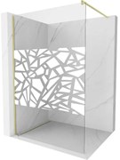 Mexen Kioto ścianka prysznicowa Walk-in 80 x 200 cm, biały wzór 8 mm, złota szczotkowana - 800-080-101-55-85