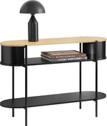 SoBuy konsola korytarzowa z drewna i metalu z półkami w kolorze czarnym