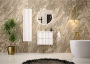 Biały Zestaw Łazienkowy 60cm Szafka z Blatem Ryflowane Fronty Aqua