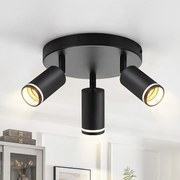 NETTLIFE Nowoczesna czarna lampa sufitowa: 3 regulowane metalowe punkty sufitowe, lampa sufitowa GU10, do sypialni, jadalni, bez żarówki